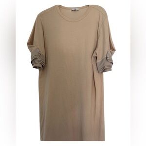Clu Ruffle Cuff T-Shirt Dress Nude Beige Small